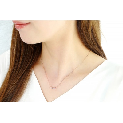 【0.12ct】K18PGグラデーション ダイヤモンド ネックレス