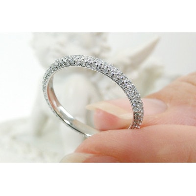 Pt950 ダイヤモンド パヴェ フルエタニティ リング 【0.6ct】　8号
