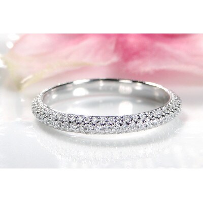 Pt950 ダイヤモンド パヴェ フルエタニティ リング 【0.6ct】　15号