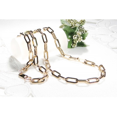 K18YGペーパークリップチェーンネックレス 幅4.4ミリ 中空