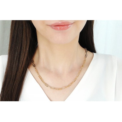 K18YGペーパークリップチェーンネックレス 幅4.4ミリ 中空