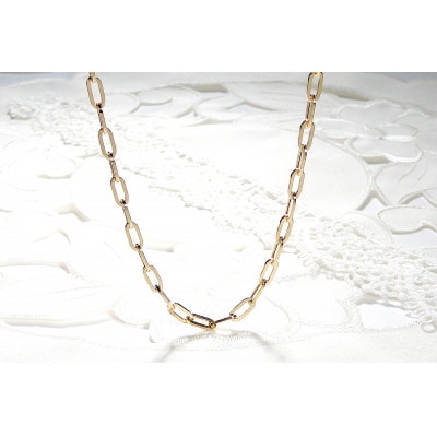 K18YGペーパークリップチェーンネックレス 幅3.6ミリ 中空