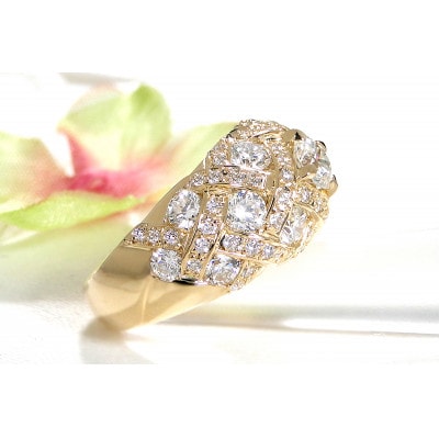 【中石0.5ct 中央宝石研究所ソーティング付】K18YGダイヤモンド リング【2.9ct】9号