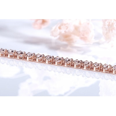 【1.0ct】K18PGダイヤモンド テニス ブレスレット
