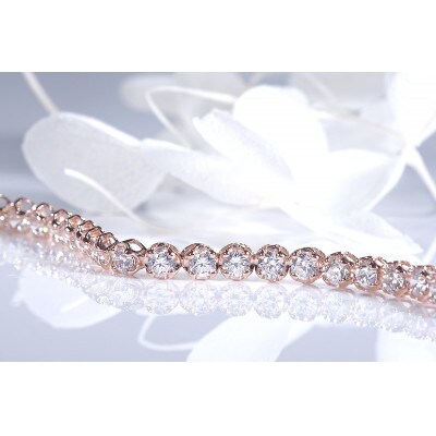 【2.0ct】K18PGダイヤモンド テニス ブレスレット