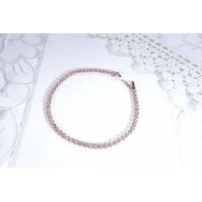 【3.0ct】K18PGダイヤモンド テニス ブレスレット