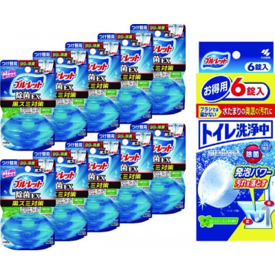 液体ブルーレットおくだけ除菌EXスーパーミント　付替え用10個&トイレ洗浄中(6錠)×1(富山市)