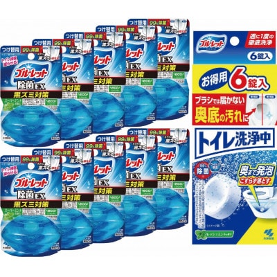 液体ブルーレットおくだけ除菌EXスーパーミント　付替え用10個&トイレ洗浄中(6錠)×1(富山市)
