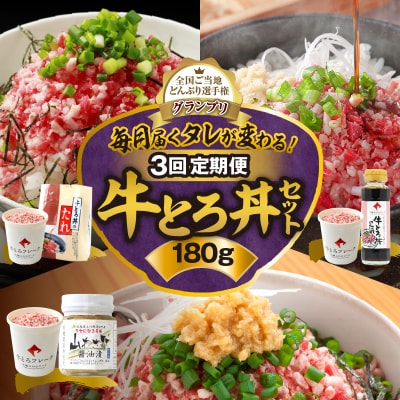 【3回定期便】毎月付属のタレが変わる!?受賞歴多数!牛とろ丼セット180g