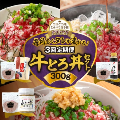 【3回定期便】毎月付属のタレが変わる!?受賞歴多数!牛とろ丼セット300g