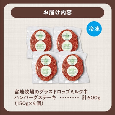 宮地牧場のグラスドロップミルク牛 ハンバーグ 4個セット