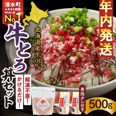 【12月22日までのご入金で年内発送!】人気の牛とろ丼セット 500g 専用タレ付き