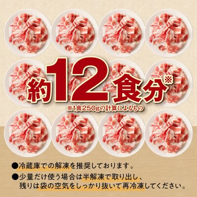 収納に便利なトレイレス!十勝雪晴れ豚 切り落とし 3kg