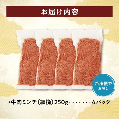 訳あり牛肉100%ミンチ!北海道産牛ひき肉1kg! (250g×4パック)