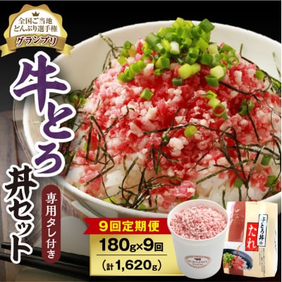 【9回定期便】受賞歴多数!清水町1番人気の牛とろ丼セット 180g 専用タレ付き