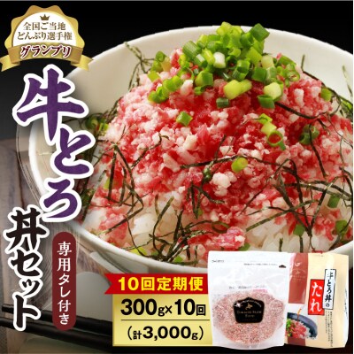 【10回定期便】受賞歴多数!清水町1番人気の牛とろ丼セット 300g 専用タレ付き