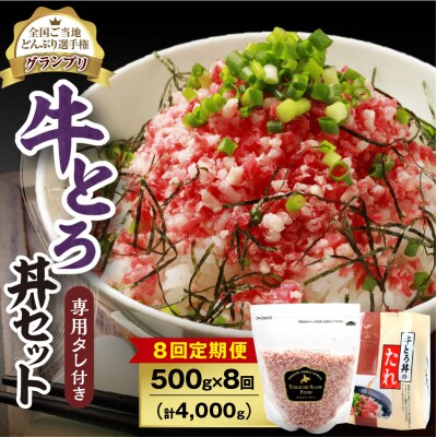 【8回定期便】受賞歴多数!清水町1番人気の牛とろ丼セット 500g 専用タレ付き