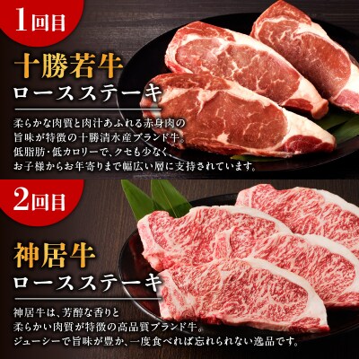 十勝若牛・神居牛のステーキ食べ比べ2回定期便