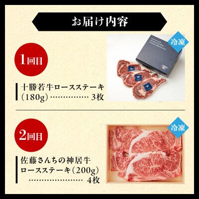 十勝若牛・神居牛のステーキ食べ比べ2回定期便