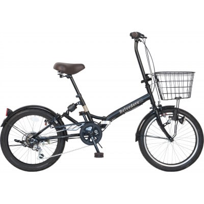 パンクしないオリタタミ自転車20型6段変速リアサス付　ブラック