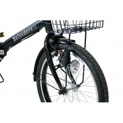 パンクしないオリタタミ自転車20型6段変速リアサス付　ブラック