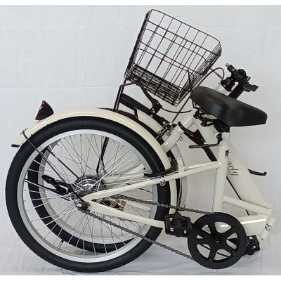 オリタタミ自転車20型　バスケット付　ベージュ