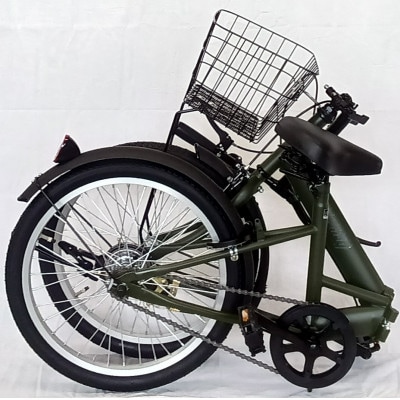 オリタタミ自転車20型　バスケット付　マットカーキ