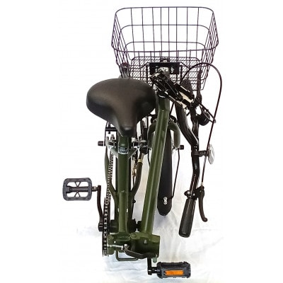 オリタタミ自転車20型　バスケット付　マットカーキ