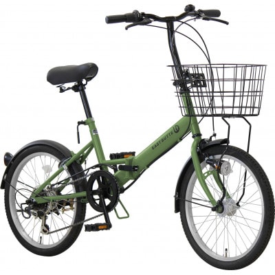 オリタタミ自転車6段変速　LEDオートライト　20型　マットオリーブ