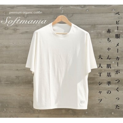 オーガニックコットン　100%　1枚仕立て　Tシャツ　レディース　S　半袖　白
