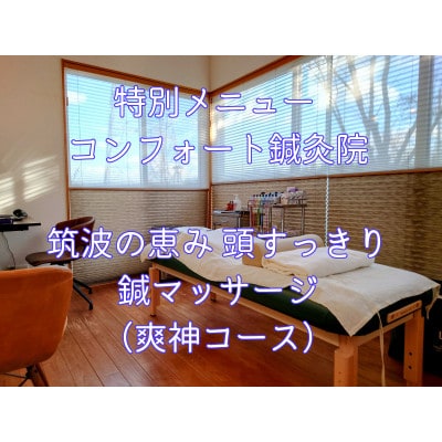 特別メニュー コンフォート鍼灸院「筑波の恵み 頭すっきり鍼マッサージ(爽神コース)」60分