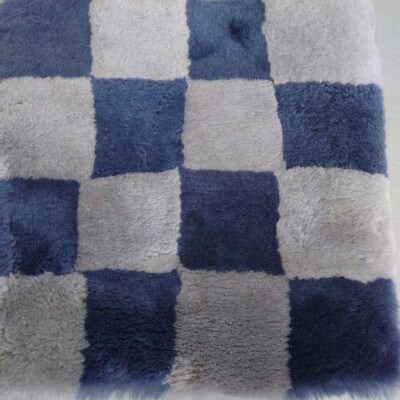 【ブルー】ムートンクッション Sサイズ(40×40cm　毛長:25mm)3枚