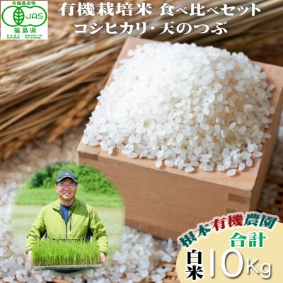 【令和6年産】JAS有機米 コシヒカリ・天のつぶ 食べ比べセット白米【3005301】