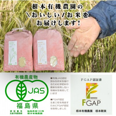 【令和6年産】JAS有機米 コシヒカリ・天のつぶ 食べ比べセット白米【3005301】