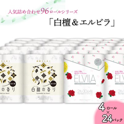 トイレットペーパー詰め合わせ24パックセット(白檀&エルビラ / 96ロール)