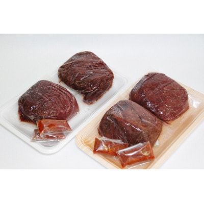 会津馬刺し 特上ロース100g×2P&ランプ100g×2P&ユッケ 50g×5P秘伝辛子味噌タレ付き