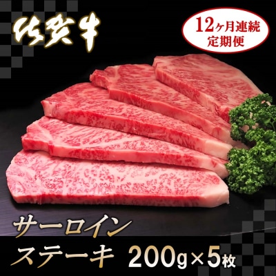 佐賀牛サーロインステーキ 200g×5枚【12カ月連続定期便】 (H065137)