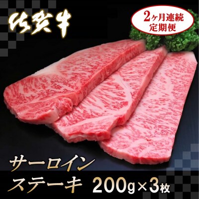佐賀牛サーロインステーキ 200g×3枚【2カ月連続定期便】 (H065126)