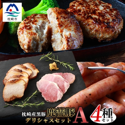 ハンバーグ・ソーセージ・ハム・焼豚【合計1.3kg】枕崎産黒豚 B3-4