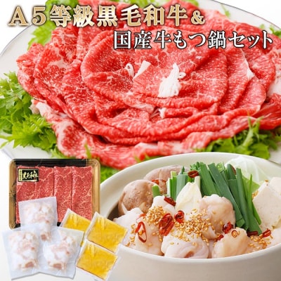 鹿児島県産黒毛和牛&国産牛もつ鍋セット A3-136