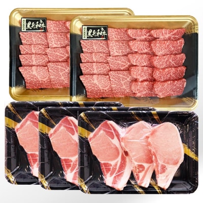 鹿児島県産A5等級黒毛和牛焼肉&豚ローステキカツ用 C0-19