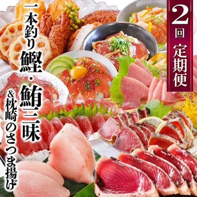 定期便(2回配送)一本釣りかつお・まぐろ三昧　(さつまあげも) DD-6005