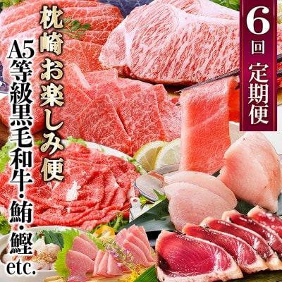 定期便(6回)枕崎お楽しみ便(黒毛和牛・まぐろ・かつおetc) GG-0046