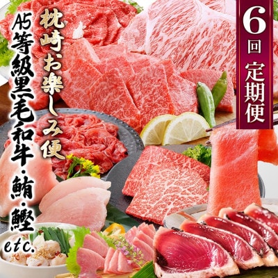定期便(6回)枕崎お楽しみ便(黒毛和牛・まぐろ・かつおetc) GG-0046