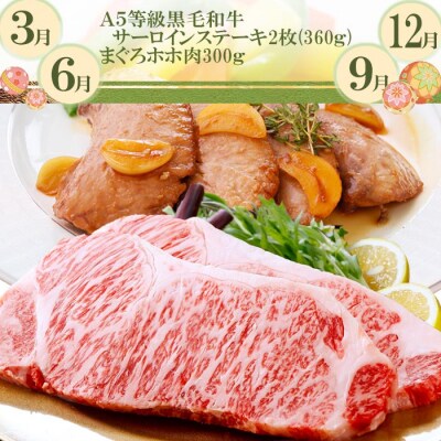 定期便(3回配送)枕崎お楽しみ便(A5等級黒毛和牛&・豚肉・さつまあげ・まぐろ) EE-0071