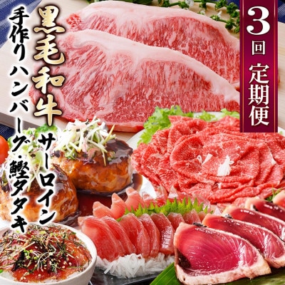 定期便(3回配送)枕崎お楽しみ便(黒毛和牛・かつおetc) LL-6008