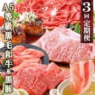 定期便(3回配送)鹿児島産A5等級黒毛和牛&黒豚 EE-6014