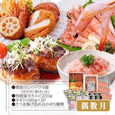定期便2回配送　お楽しみバラエティ定期便(鹿児島県産黒豚・鮪etc) DD-6008