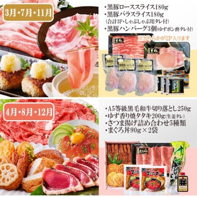 定期便4回配送　A5等級黒毛和牛・黒豚・まぐろetc FF-6002