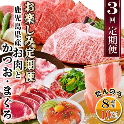定期便3回配送　お楽しみ定期便(鹿児島県産お肉とかつお・まぐろ) EE-6015